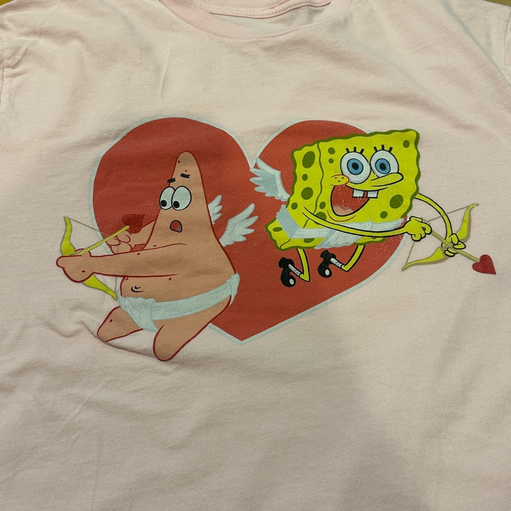 Womens SpongeBob Patrick Valentine Graphic T Shirt Pink Small - Picture 6 of 7